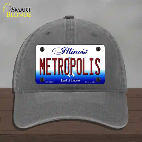 Metropolis Illinois Novelty License Plate Hat Unconstructed Cotton / Charcoal