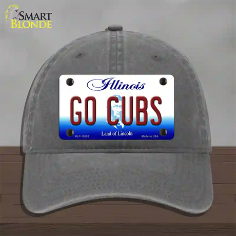 Go Cubs Illinois Novelty License Plate Hat Unconstructed Cotton / Charcoal