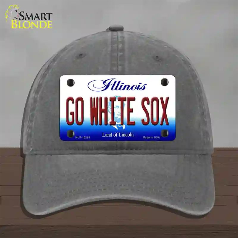 Go White Sox Illinois Novelty License Plate Hat Unconstructed Cotton / Charcoal