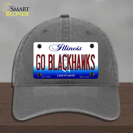 Go Blackhawks Illinois Novelty License Plate Hat Unconstructed Cotton / Charcoal