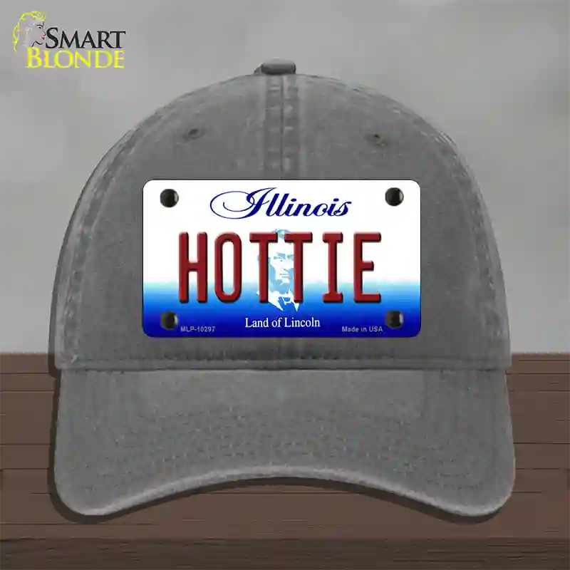 Hottie Illinois Novelty License Plate Hat Unconstructed Cotton / Charcoal