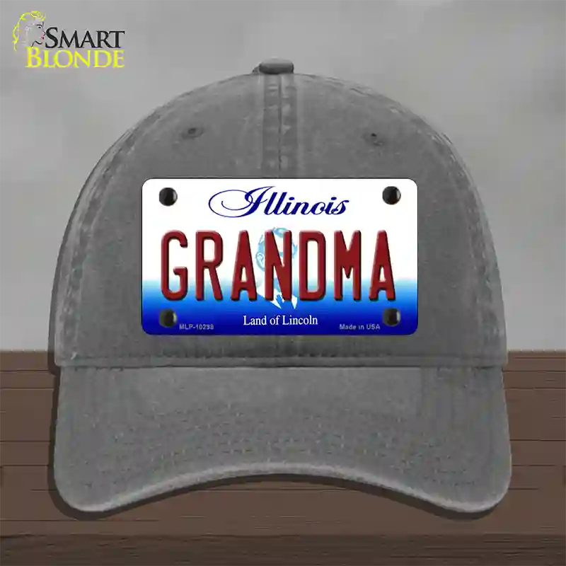 Grandma Illinois Novelty License Plate Hat Unconstructed Cotton / Charcoal