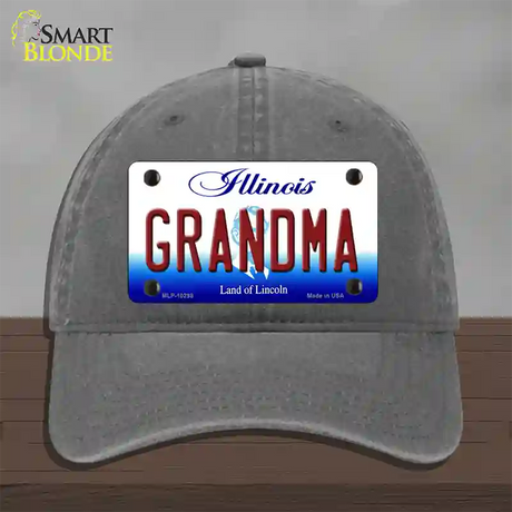 Grandma Illinois Novelty License Plate Hat Unconstructed Cotton / Charcoal