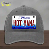 Hot Mama Illinois Novelty License Plate Hat Unconstructed Cotton / Charcoal