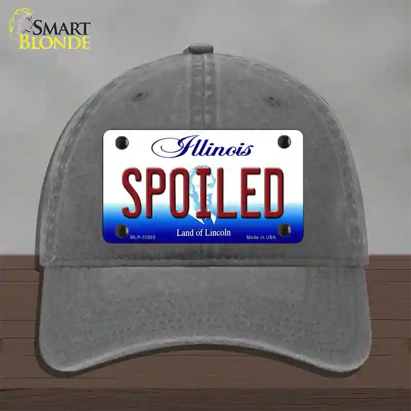 Spoiled Illinois Novelty License Plate Hat Unconstructed Cotton / Charcoal