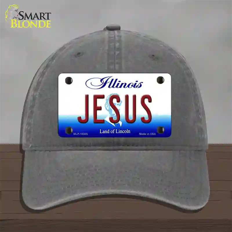 Jesus Illinois Novelty License Plate Hat Unconstructed Cotton / Charcoal