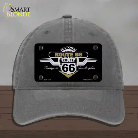 Route 66 Shield Wings Novelty License Plate Hat Unconstructed Cotton / Charcoal