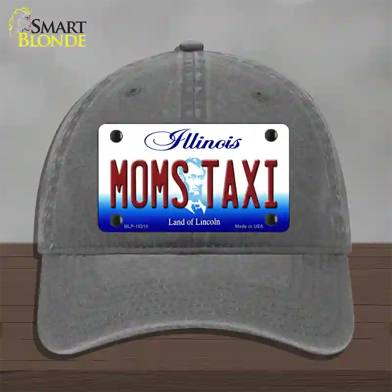 Moms Taxi Illinois Novelty License Plate Hat Unconstructed Cotton / Charcoal