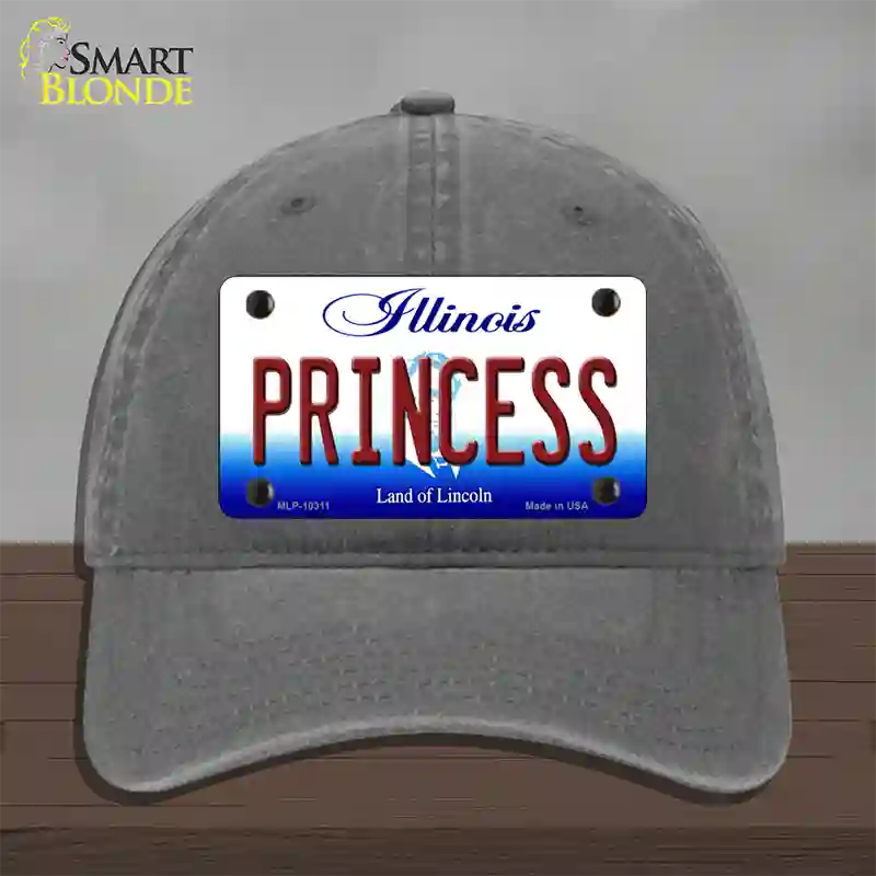 Princess Illinois Novelty License Plate Hat Unconstructed Cotton / Charcoal