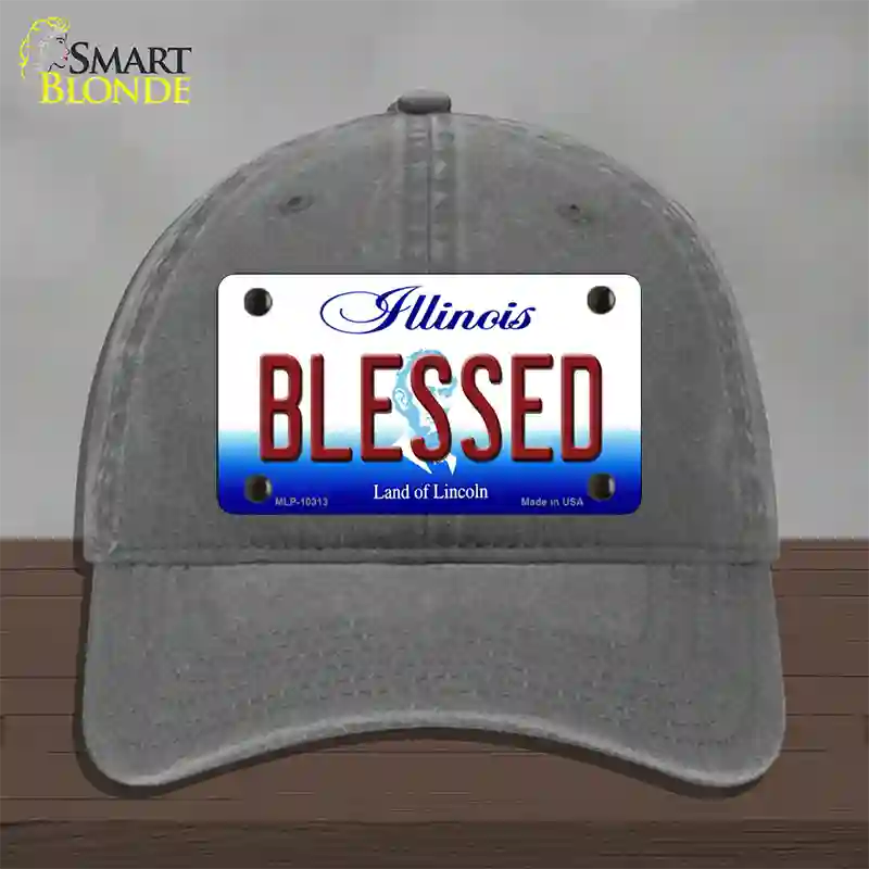 Blessed Illinois Novelty License Plate Hat Unconstructed Cotton / Charcoal