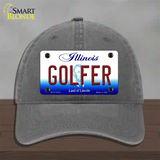 Golfer Illinois Novelty License Plate Hat Unconstructed Cotton / Charcoal