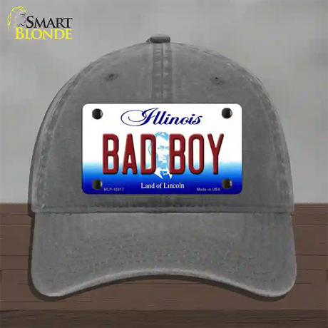 Bad Boy Illinois Novelty License Plate Hat Unconstructed Cotton / Charcoal