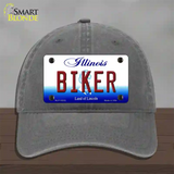 Biker Illinois Novelty License Plate Hat Unconstructed Cotton / Charcoal