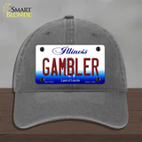 Gambler Illinois Novelty License Plate Hat Unconstructed Cotton / Charcoal