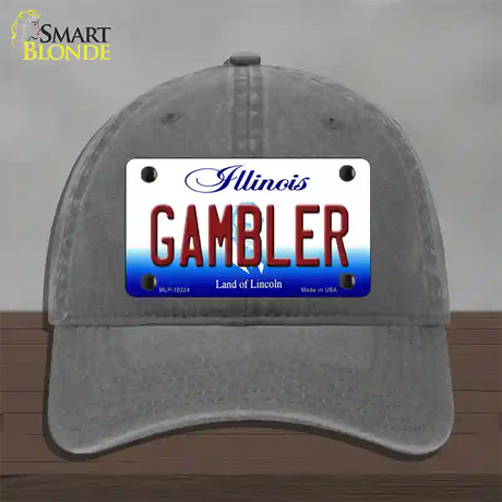 Gambler Illinois Novelty License Plate Hat Unconstructed Cotton / Charcoal