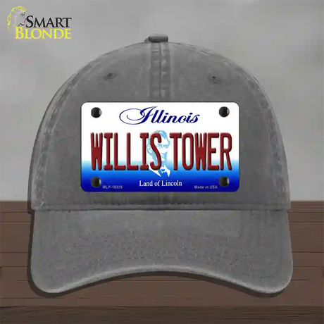 Willis Tower Illinois Novelty License Plate Hat Unconstructed Cotton / Charcoal