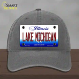 Lake Michigan Illinois Novelty License Plate Hat Unconstructed Cotton / Charcoal