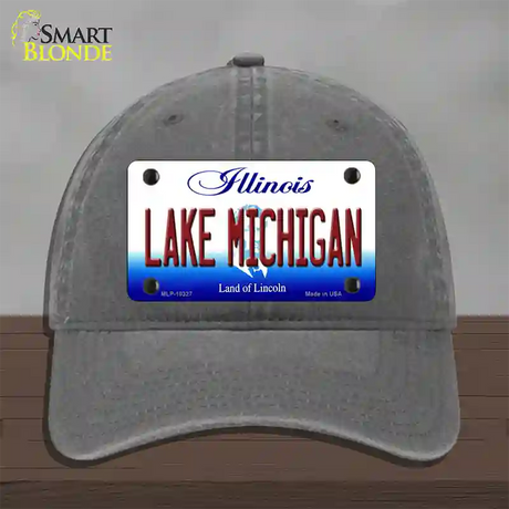 Lake Michigan Illinois Novelty License Plate Hat Unconstructed Cotton / Charcoal