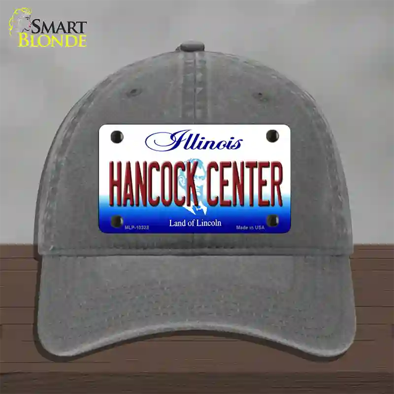 Hancock Center Illinois Novelty License Plate Hat Unconstructed Cotton / Charcoal