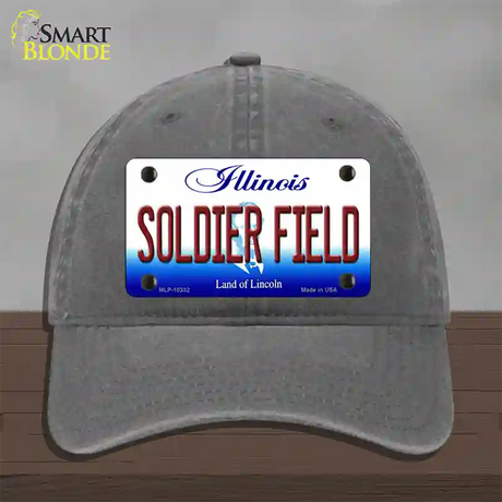 Soldier Field Illinois Novelty License Plate Hat Unconstructed Cotton / Charcoal