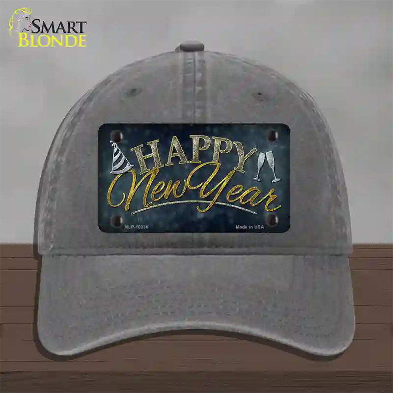 Happy New Year Novelty License Plate Hat Unconstructed Cotton / Charcoal