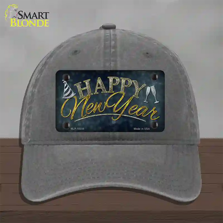 Happy New Year Novelty License Plate Hat Unconstructed Cotton / Charcoal