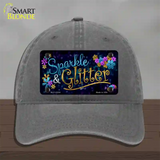 Sparkle And Glitter Novelty License Plate Hat Unconstructed Cotton / Charcoal