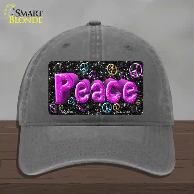 Peace Novelty License Plate Hat Unconstructed Cotton / Charcoal