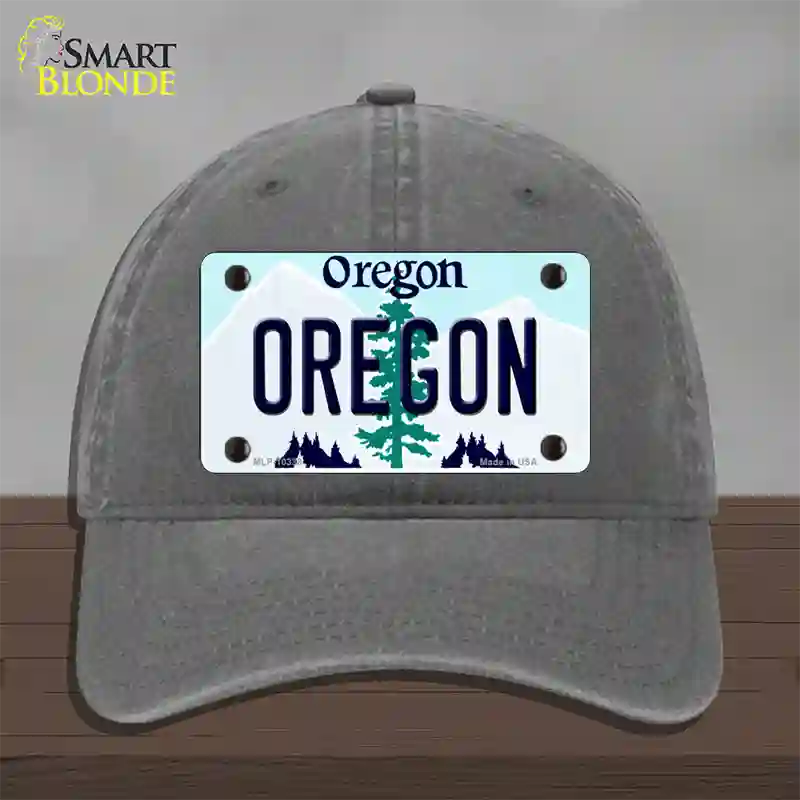 Oregon Tree Novelty License Plate Hat Unconstructed Cotton / Charcoal