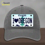 I Love Oregon Novelty License Plate Hat Unconstructed Cotton / Charcoal