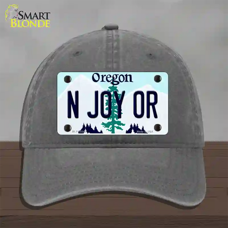 N Joy OR Oregon Novelty License Plate Hat Unconstructed Cotton / Charcoal