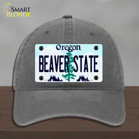 Beaver State Oregon Novelty License Plate Hat Unconstructed Cotton / Charcoal