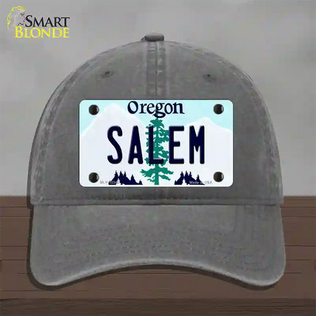 Salem Oregon Novelty License Plate Hat Unconstructed Cotton / Charcoal