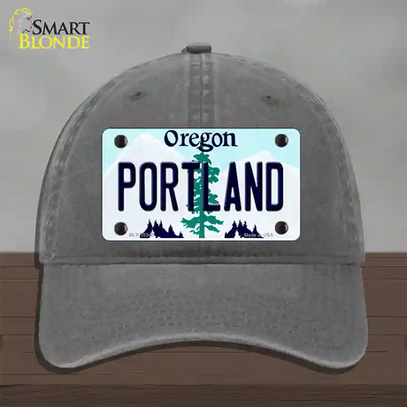 Portland Oregon Novelty License Plate Hat Unconstructed Cotton / Charcoal