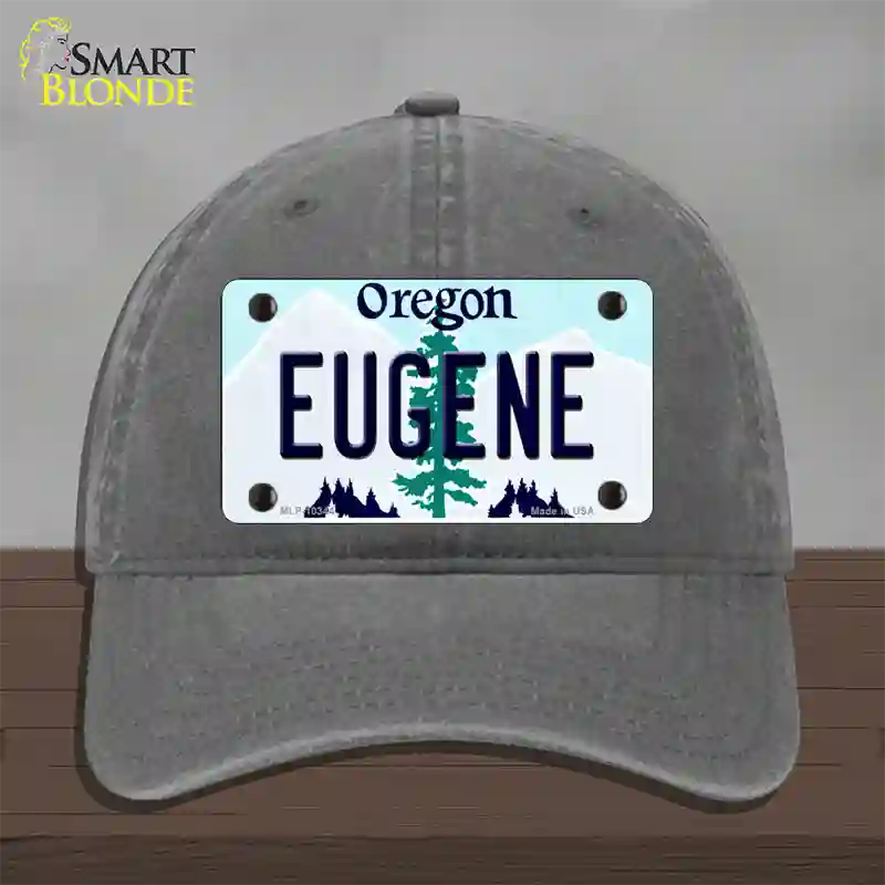 Eugene Oregon Novelty License Plate Hat Unconstructed Cotton / Charcoal