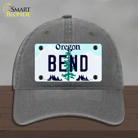 Bend Oregon Novelty License Plate Hat Unconstructed Cotton / Charcoal