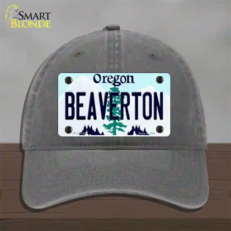 Beaverton Oregon Novelty License Plate Hat Unconstructed Cotton / Charcoal