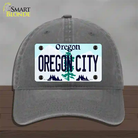 Oregon City Oregon Novelty License Plate Hat Unconstructed Cotton / Charcoal