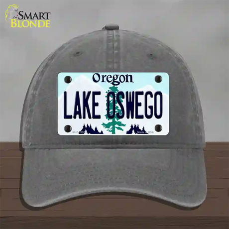 Lake Oswego Oregon Novelty License Plate Hat Unconstructed Cotton / Charcoal