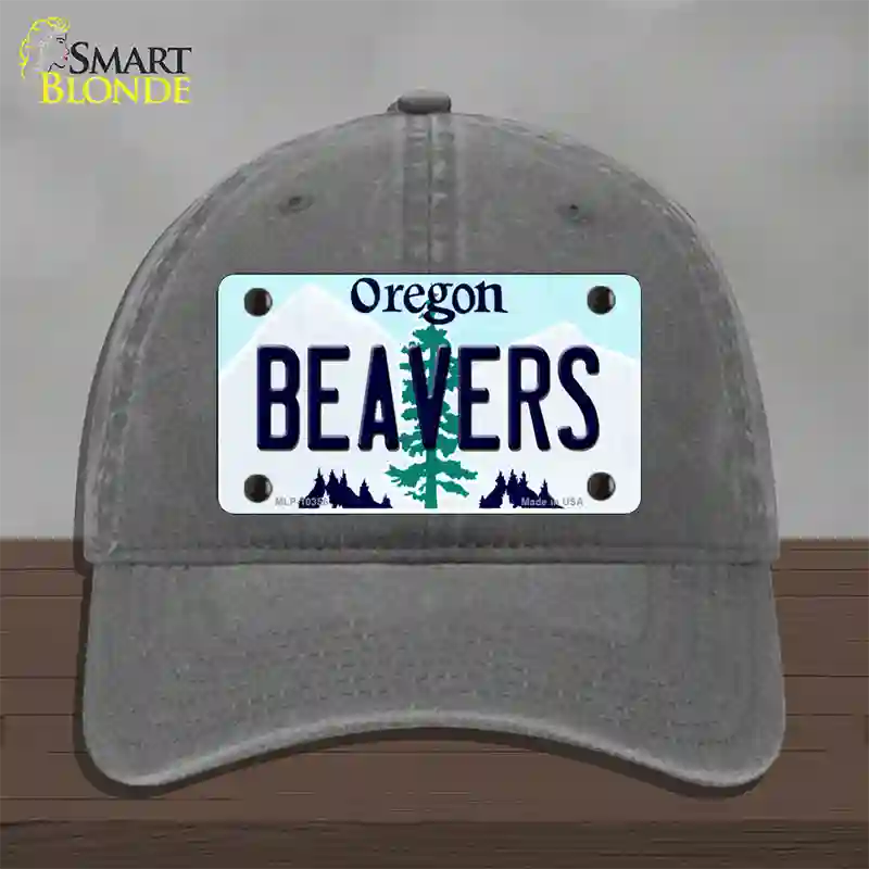 Beavers Oregon Novelty License Plate Hat Unconstructed Cotton / Charcoal