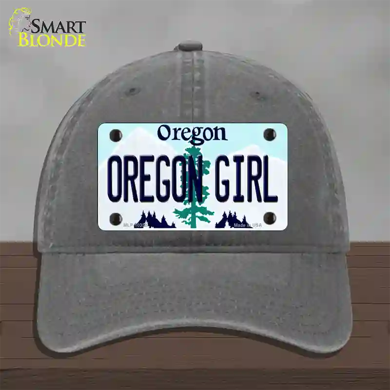 Oregon Girl Oregon Novelty License Plate Hat Unconstructed Cotton / Charcoal