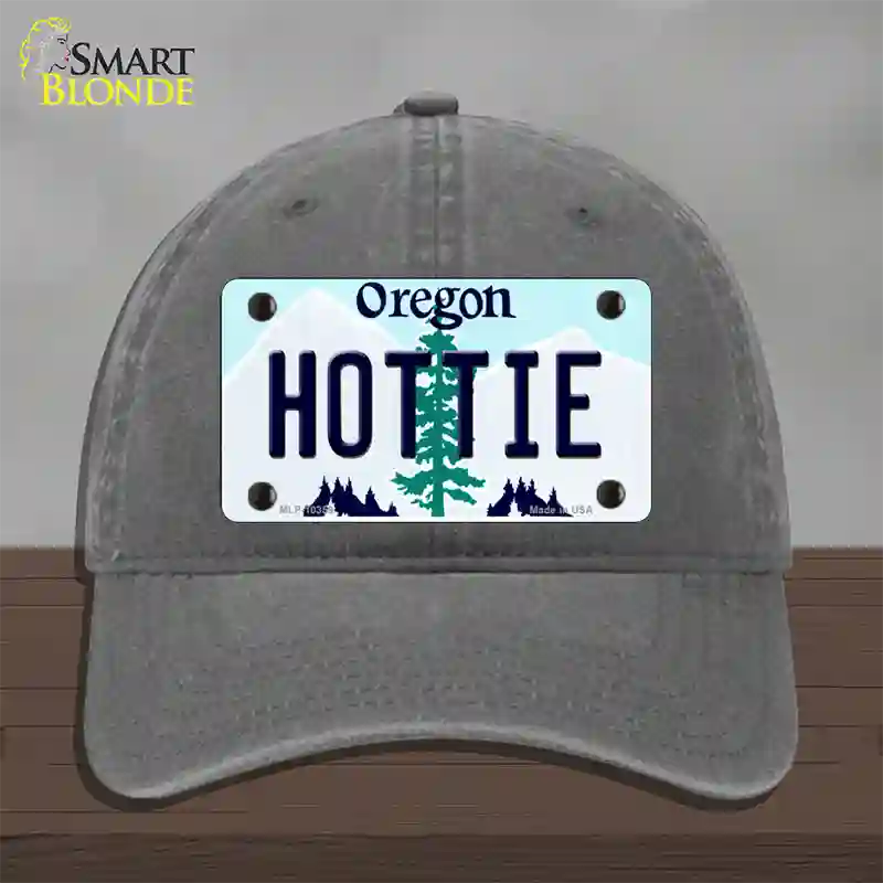 Hottie Oregon Novelty License Plate Hat Unconstructed Cotton / Charcoal