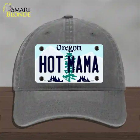 Hot Mama Oregon Novelty License Plate Hat Unconstructed Cotton / Charcoal