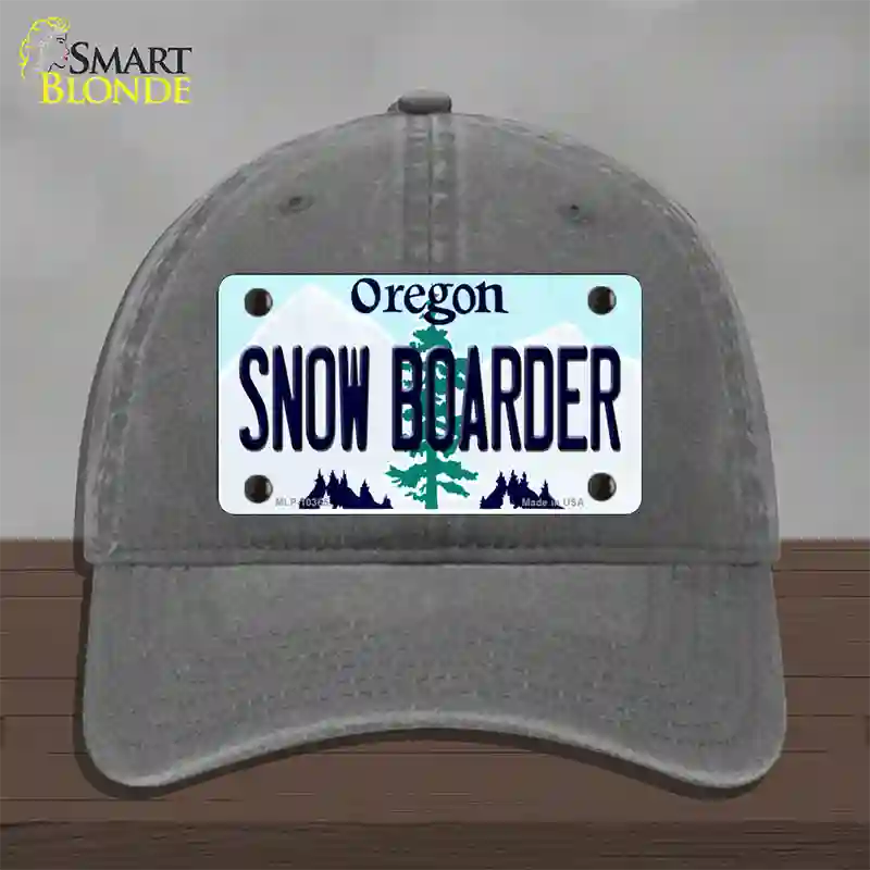 Snow Boarder Oregon Novelty License Plate Hat Unconstructed Cotton / Charcoal