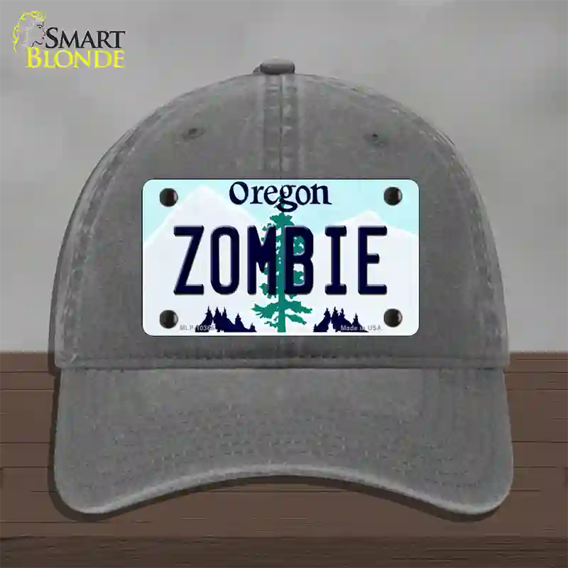 Zombie Oregon Novelty License Plate Hat Unconstructed Cotton / Charcoal