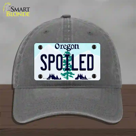 Spoiled Oregon Novelty License Plate Hat Unconstructed Cotton / Charcoal