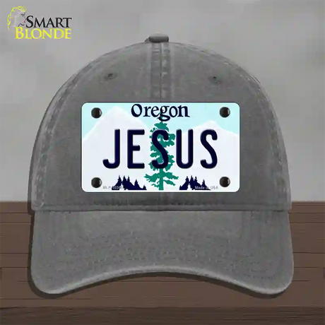 Jesus Oregon Novelty License Plate Hat Unconstructed Cotton / Charcoal