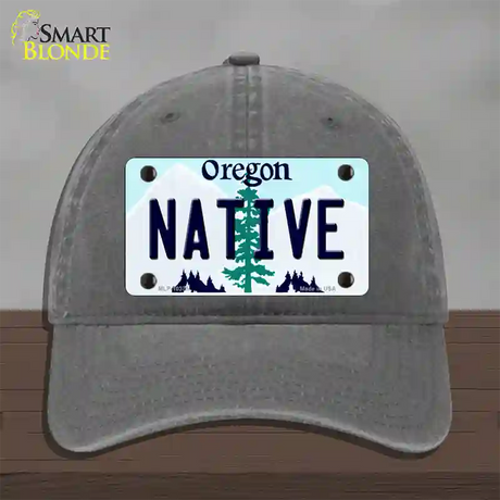 Native Oregon Novelty License Plate Hat Unconstructed Cotton / Charcoal