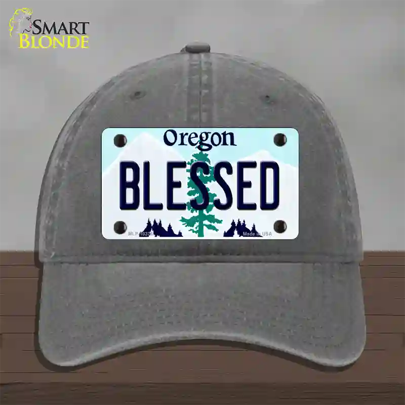 Blessed Oregon Novelty License Plate Hat Unconstructed Cotton / Charcoal