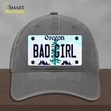 Bad Girl Oregon Novelty License Plate Hat Unconstructed Cotton / Charcoal